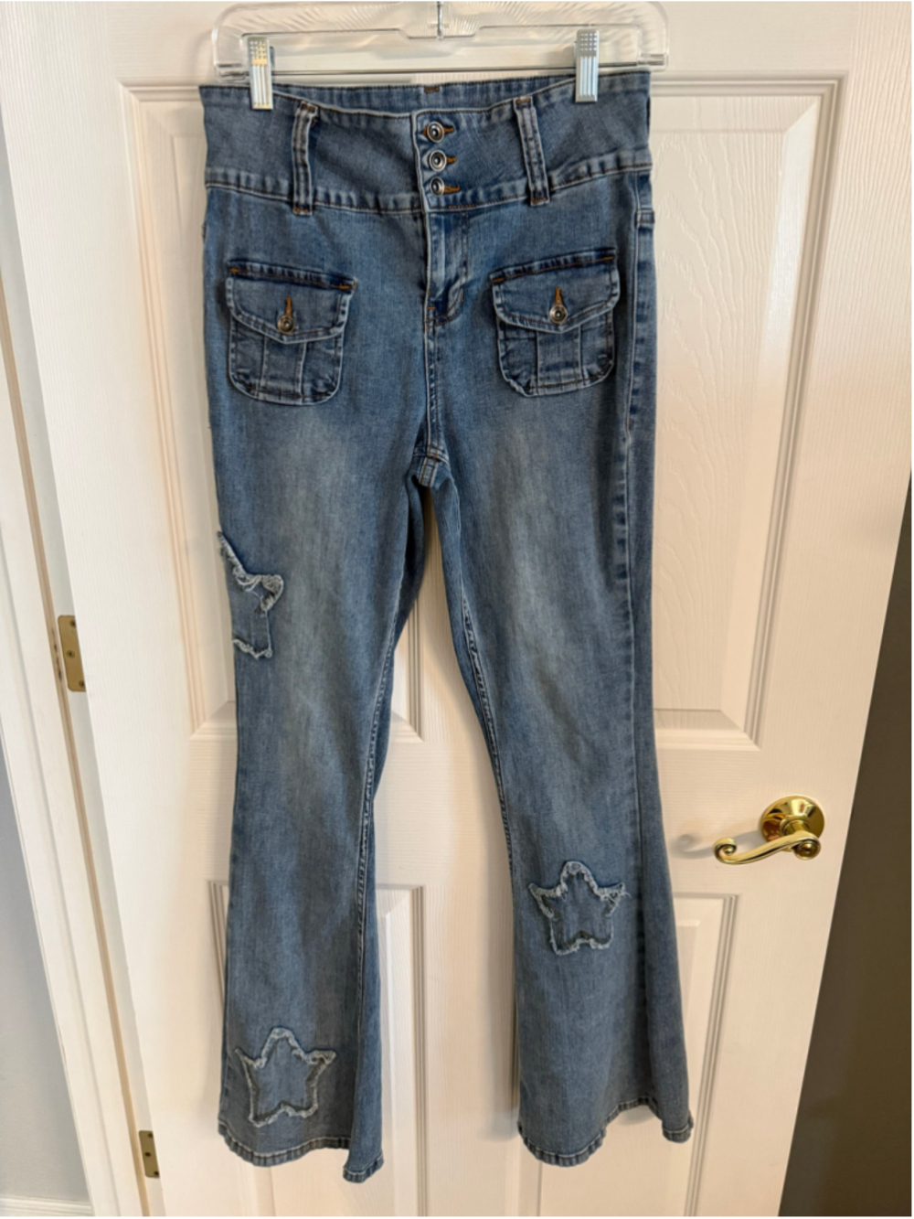 Hot Topic Sweet Society Star Low Rise Flare Jeans Size 9 Y2K